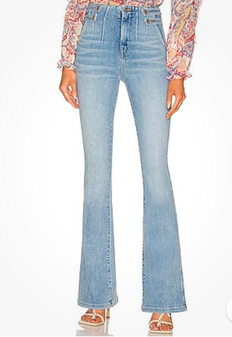 Veronica Beard Beverly Skinny Flare High rise Jeans 25 Lakeshore quiet luxury